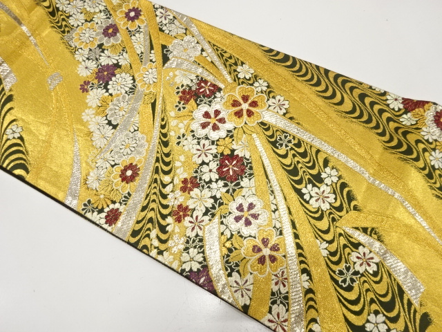 束ね熨斗に桜・菊模様織り出し　振袖用袋帯